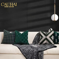 Maison Couture - Vỏ Gối Da Chevron Patchwork 45-VỎ GỐI-CẬU HAI HOME DECOR
