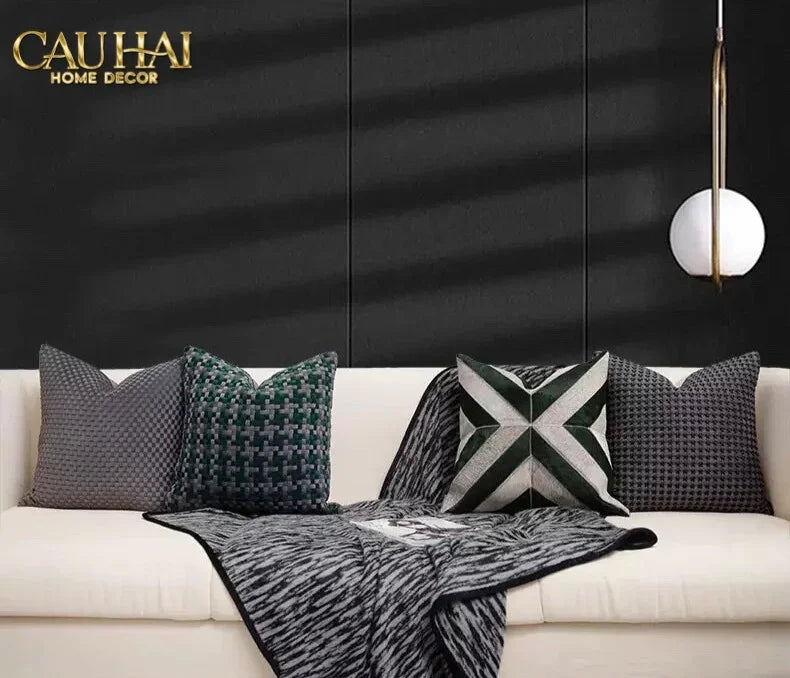 Maison Couture - Vỏ Gối Da Chevron Patchwork 45-VỎ GỐI-CẬU HAI HOME DECOR