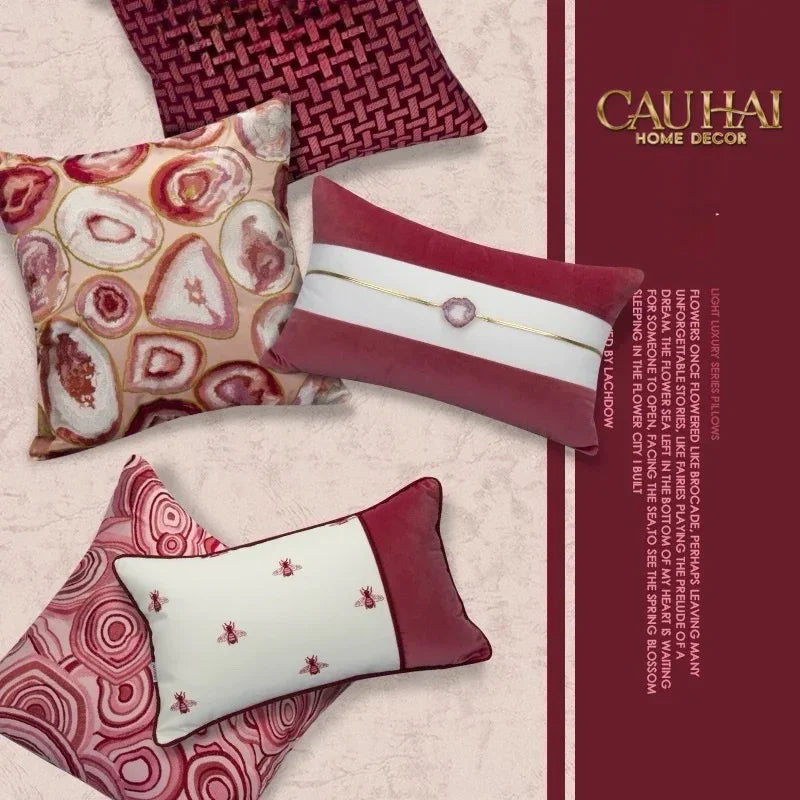 Maison Couture - Vỏ Gối Da Fuchsia Sparkle Bee L’Abeille 45-VỎ GỐI-CẬU HAI HOME DECOR