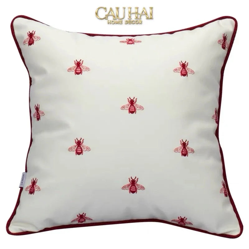 Maison Couture - Vỏ Gối Da Fuchsia Sparkle Bee L’Abeille 45-VỎ GỐI-CẬU HAI HOME DECOR
