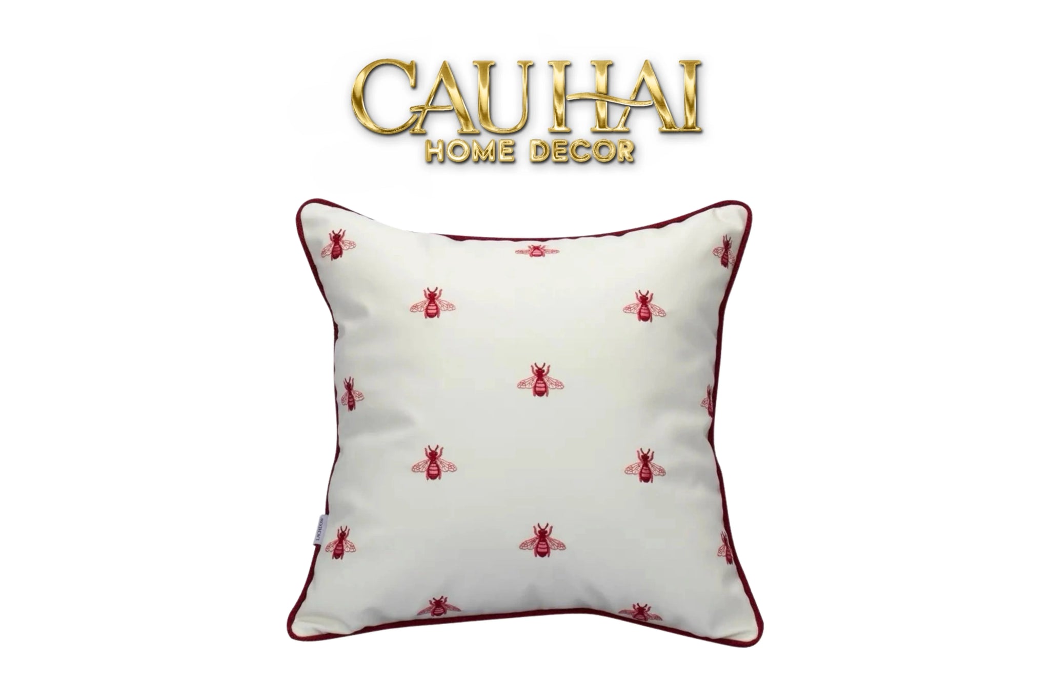 Maison Couture - Vỏ Gối Da Fuchsia Sparkle Bee L’Abeille 45-VỎ GỐI-CẬU HAI HOME DECOR