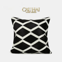 Maison Couture - Vỏ Gối Da Lignes De Losanges En Cuir Noir 50-VỎ GỐI-CẬU HAI HOME DECOR