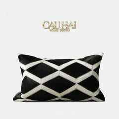 Maison Couture - Vỏ Gối Da Lignes De Losanges En Cuir Noir 50-VỎ GỐI-CẬU HAI HOME DECOR