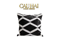 Maison Couture - Vỏ Gối Da Lignes De Losanges En Cuir Noir 50-VỎ GỐI-CẬU HAI HOME DECOR
