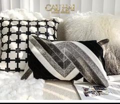 Maison Couture - Vỏ Gối Da Lux Leather Crossline Monochrome 45-VỎ GỐI-CẬU HAI HOME DECOR