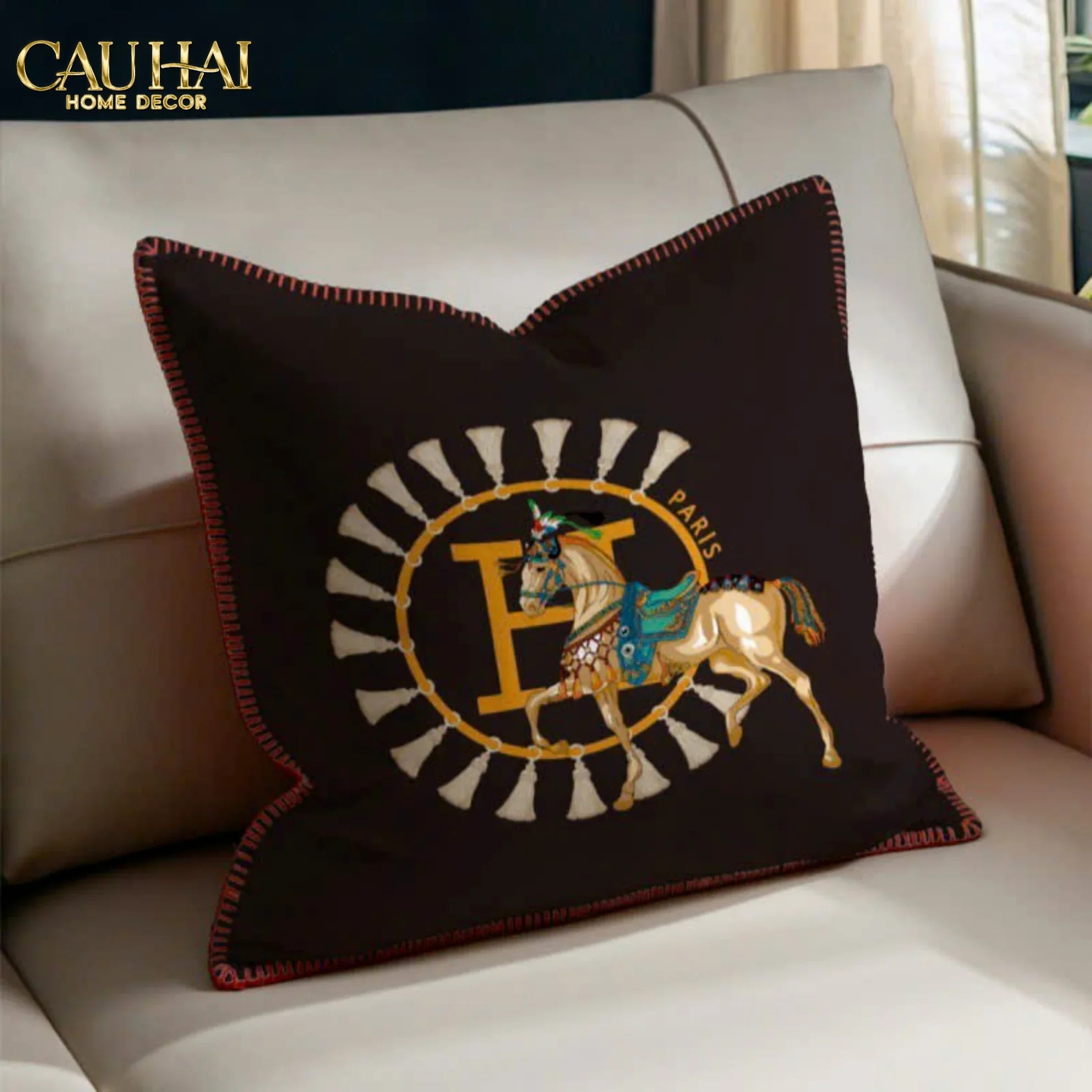 Maison Couture - Vỏ Gối Len Merinos Cashmere Signature Chariots Regal H 48-VỎ GỐI-CẬU HAI HOME DECOR