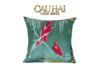 Maison Couture - Vỏ Gối Lụa Thêu Le Cardinal Solaire Turquoise Atélier Cushion 45-VỎ GỐI-CẬU HAI HOME DECOR