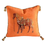 Maison Couture - Vỏ gối Nhung Chenille Cao Cấp Signature Orange Cheval Équestre 45 Corner Tassel-VỎ GỐI-CẬU HAI HOME DECOR-CẬU HAI HOME DECOR