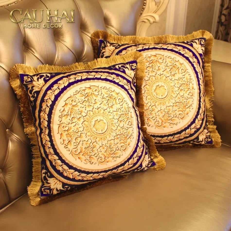 Maison Couture - Vỏ Gối Nhung Chenille Medusa V Class- Crete de Fleur - Noir Gold 45-VỎ GỐI-CẬU HAI HOME DECOR