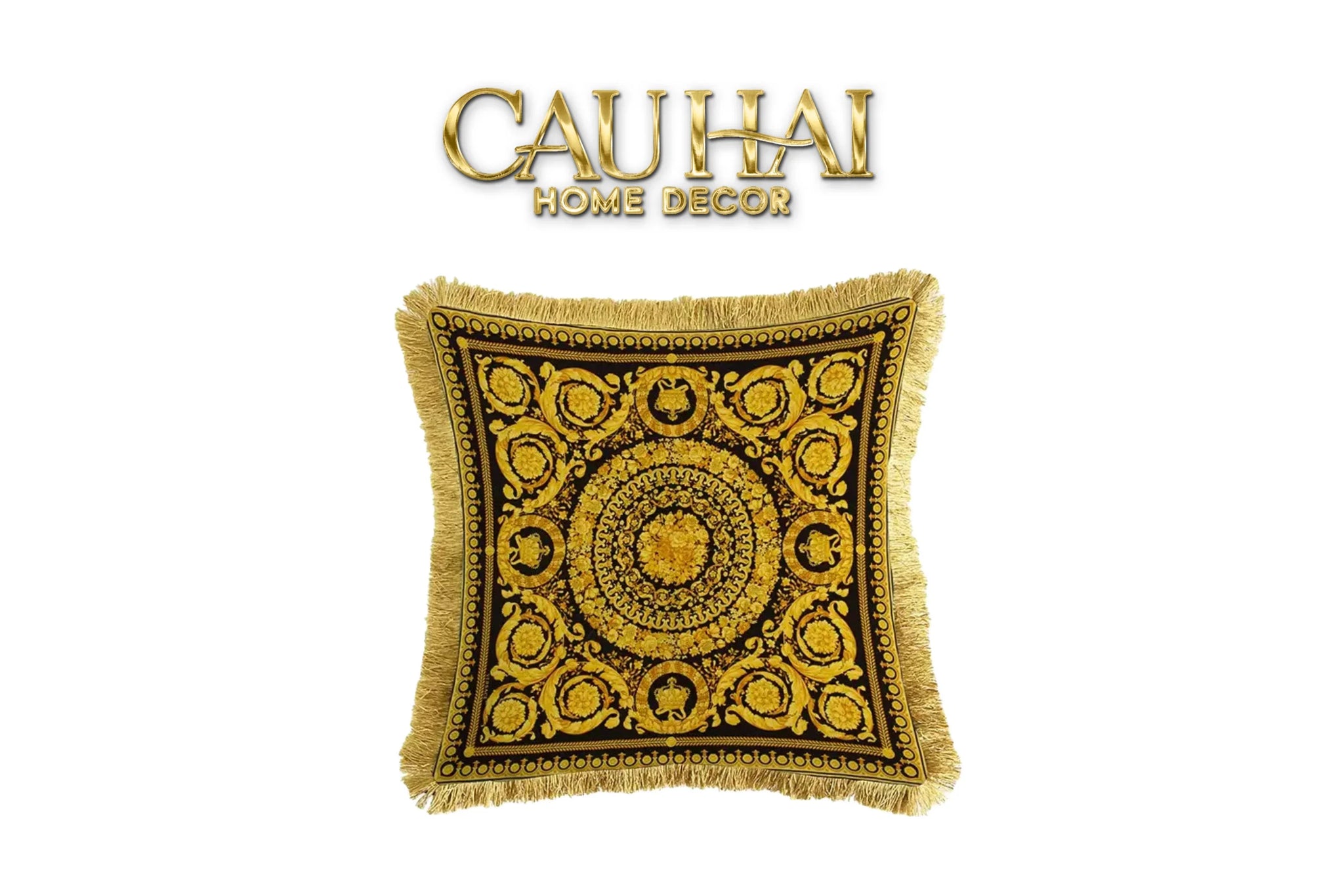 Maison Couture - Vỏ Gối Nhung Chenille Medusa V Class- Crete de Fleur - Noir Gold 45-CẬU HAI HOME DECOR