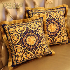 Maison Couture - Vỏ Gối Nhung Chenille V Class Barocco Medusa Haze - Regal Noir Gold 50x50-CẬU HAI HOME DECOR