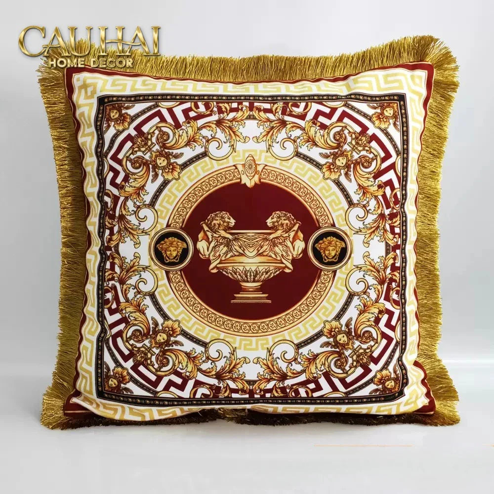 Maison Couture - Vỏ Gối Nhung Chenille V Class Medusa - La Coupe des Dieux - Crimson Rouge 45-VỎ GỐI-CẬU HAI HOME DECOR
