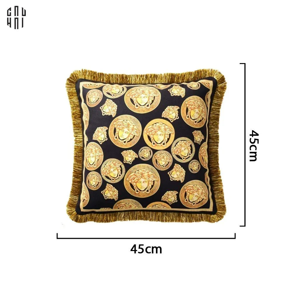 Maison Couture - Vỏ Gối Nhung Chenille V Class Medusa Medallion Coin Amplified 45.-VỎ GỐI-CẬU HAI HOME DECOR