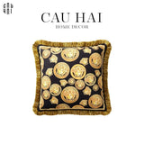 Maison Couture - Vỏ Gối Nhung Chenille V Class Medusa Medallion Coin Amplified 45.-VỎ GỐI-CẬU HAI HOME DECOR