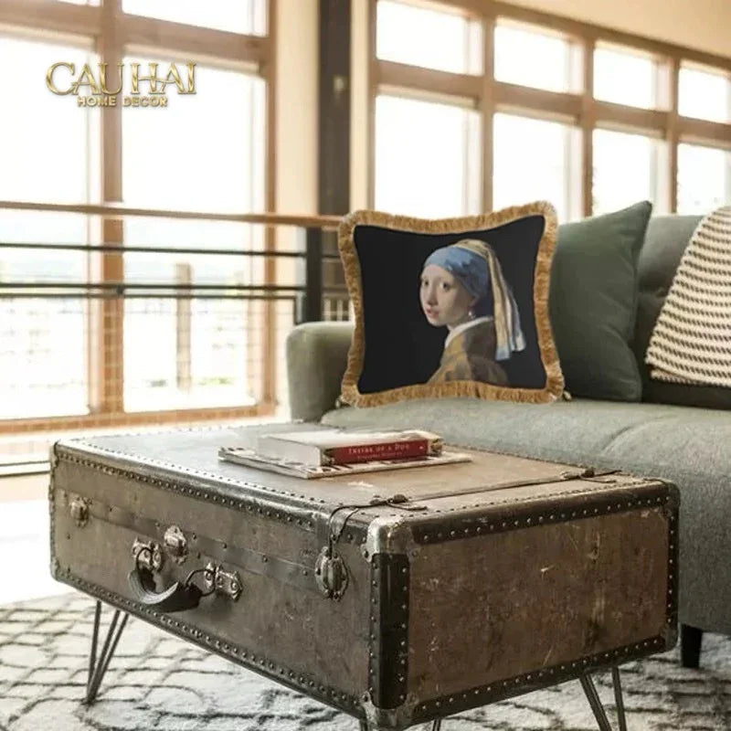 Maison Couture - Vỏ Gối Nhung La Jeune Fille À La Perle By Vermeer 45-VỎ GỐI-CẬU HAI HOME DECOR