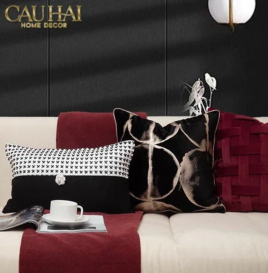 Maison Couture - Vỏ Gối Nhung Leather Bordeaux Woven Mistletoe 45-VỎ GỐI-CẬU HAI HOME DECOR