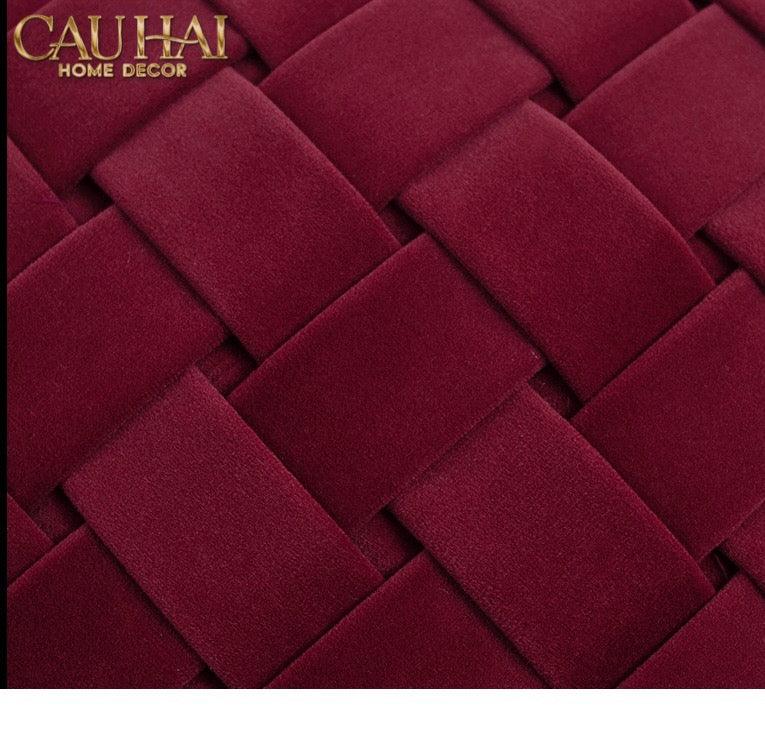 Maison Couture - Vỏ Gối Nhung Leather Bordeaux Woven Mistletoe 45-VỎ GỐI-CẬU HAI HOME DECOR