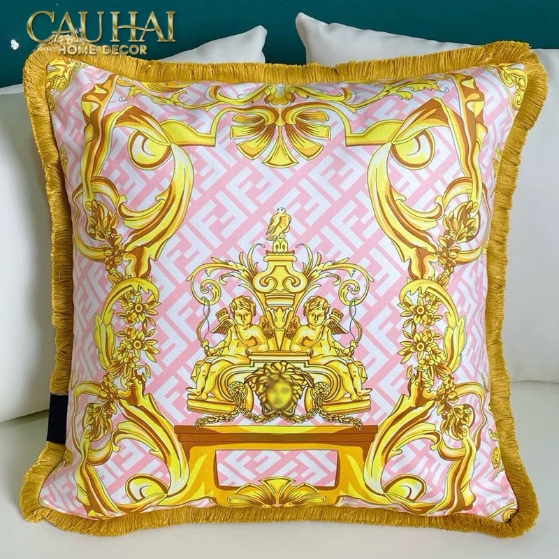 Maison Couture - Vỏ Gối V Class I ♡ Baroque Acanthus Medusa Monogram Cushion 45 Royal Blue-CẬU HAI HOME DECOR