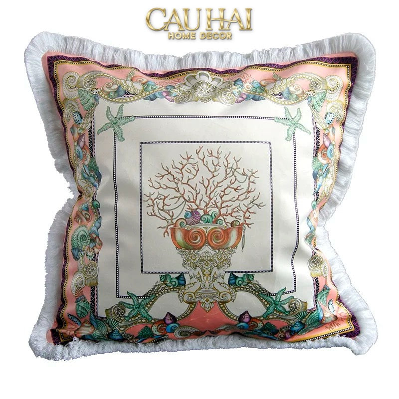 Maison Couture - Vỏ Gối V Class I ♡ Baroque Acanthus Medusa Monogram Cushion 45 Royal Blue-VỎ GỐI SOFA-CẬU HAI HOME DECOR-CẬU HAI HOME DECOR