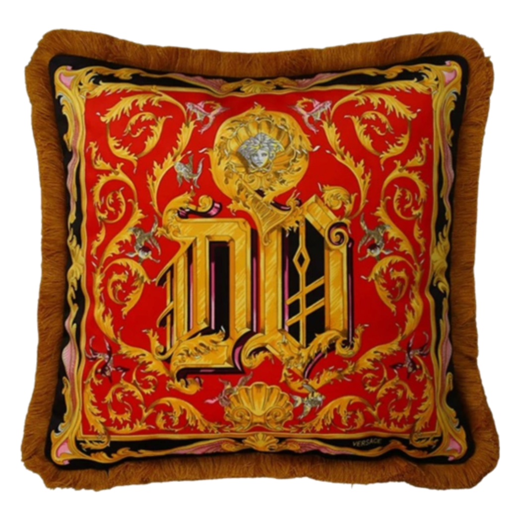 Maison Couture - Vỏ Gối V Class Baroque Acanthus Medusa Monogram Cushion 45 Vermillion Rouge - Cậu Hai Home Decor