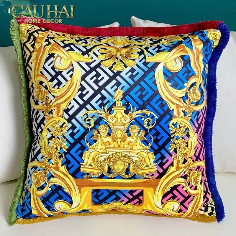 Maison Couture - Vỏ Gối V Class I ♡ Baroque Acanthus V Monogram Cushion 45 Medusa Gala White-CẬU HAI HOME DECOR