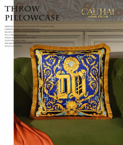Maison Couture - Vỏ Gối V Class I ♡ Baroque Acanthus V Monogram Cushion 45 Medusa Gala White-CẬU HAI HOME DECOR