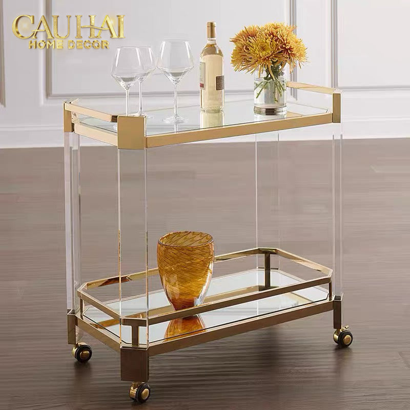 Maison Couture - Xe Đẩy Quầy Bar / Bar Cart Christian Trolley Acrylic Modernist D'Or-XE ĐẨY BAR-CẬU HAI HOME DECOR-CẬU HAI HOME DECOR
