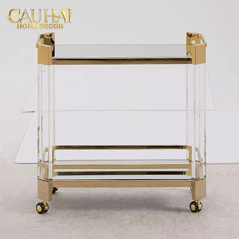 Maison Couture - Xe Đẩy Quầy Bar / Bar Cart Christian Trolley Acrylic Modernist D'Or-XE ĐẨY BAR-CẬU HAI HOME DECOR-CẬU HAI HOME DECOR