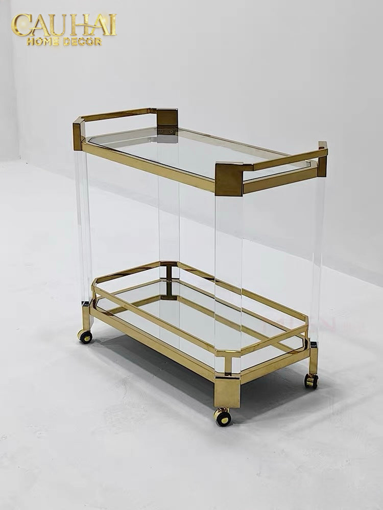 Maison Couture - Xe Đẩy Quầy Bar / Bar Cart Christian Trolley Acrylic Modernist D'Or-XE ĐẨY BAR-CẬU HAI HOME DECOR-CẬU HAI HOME DECOR