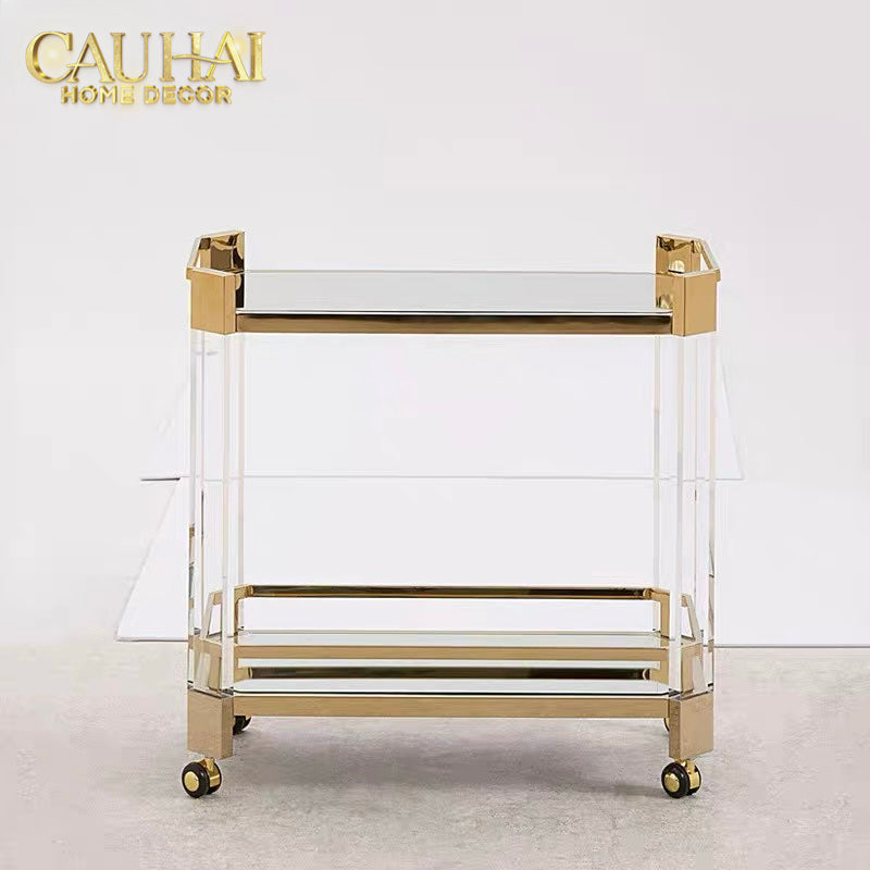 Maison Couture - Xe Đẩy Quầy Bar / Bar Cart Christian Trolley Acrylic Modernist D'Or-XE ĐẨY BAR-CẬU HAI HOME DECOR-CẬU HAI HOME DECOR