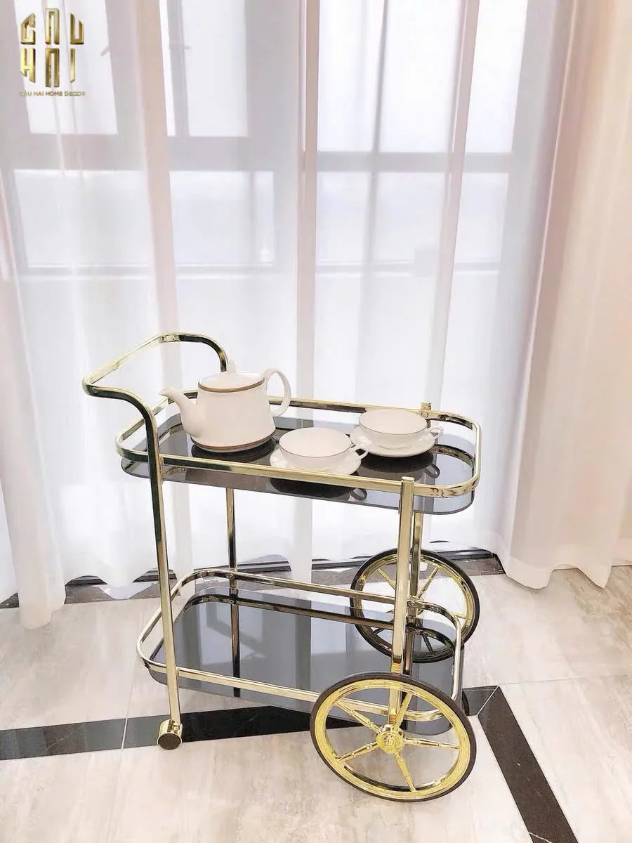 Maison Couture - Xe Đẩy Quầy Bar / Bar Cart Hemingway Trolley - Black Mirror 54x87x85-Bar Cart-CẬU HAI HOME DECOR