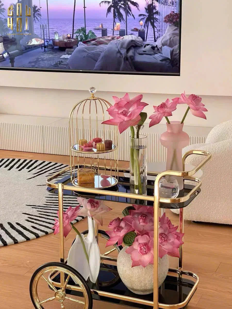 Maison Couture - Xe Đẩy Quầy Bar / Bar Cart Hemingway Trolley - Black Mirror 54x87x85-Bar Cart-CẬU HAI HOME DECOR