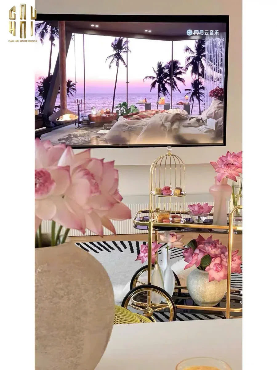 Maison Couture - Xe Đẩy Quầy Bar / Bar Cart Hemingway Trolley - Black Mirror 54x87x85-Bar Cart-CẬU HAI HOME DECOR