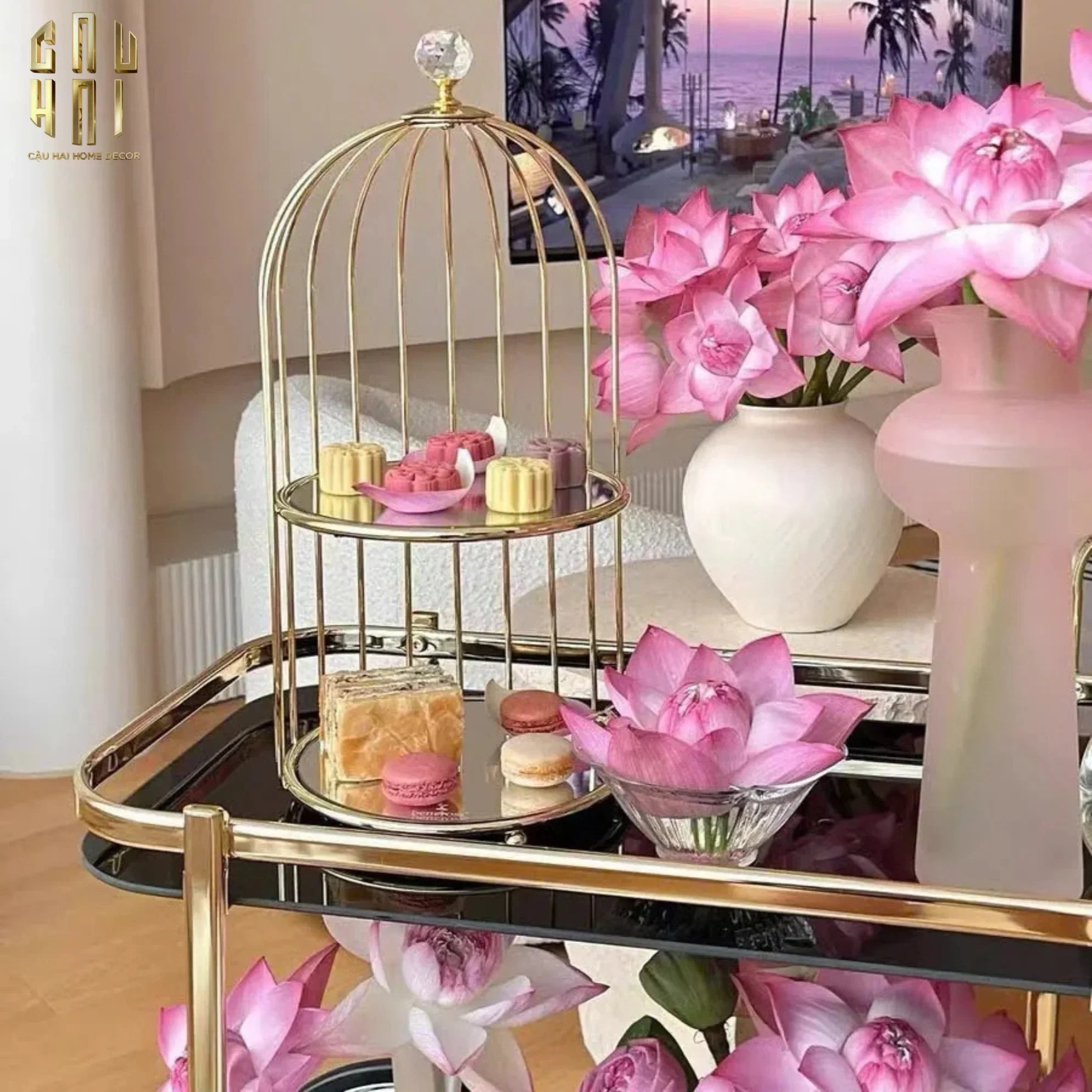 Maison Couture - Xe Đẩy Quầy Bar / Bar Cart Hemingway Trolley - Black Mirror 54x87x85-Bar Cart-CẬU HAI HOME DECOR