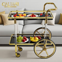 Maison Couture - Xe Đẩy Quầy Bar / Bar Cart Hemingway Trolley - Black Mirror 54x87x85-Bar Cart-CẬU HAI HOME DECOR