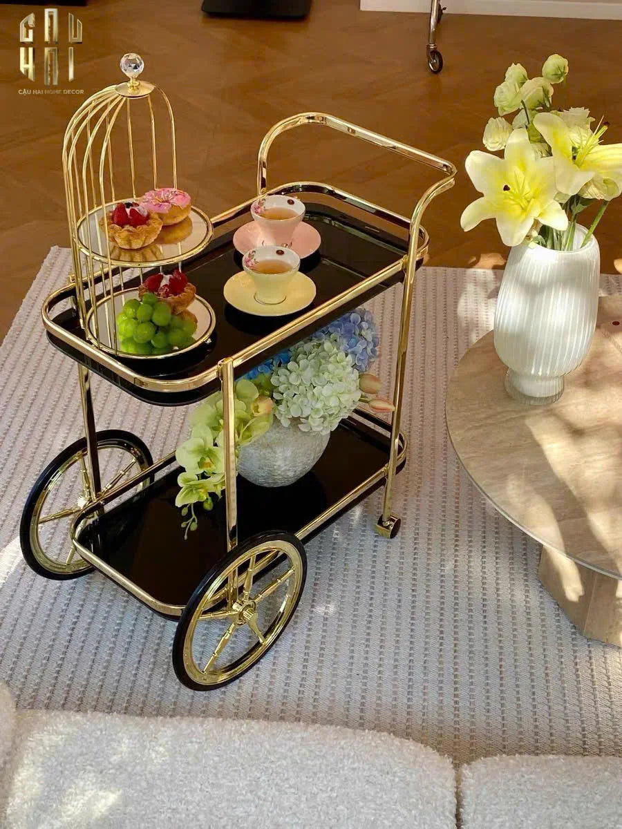 Maison Couture - Xe Đẩy Quầy Bar / Bar Cart Hemingway Trolley - Black Mirror 54x87x85-Bar Cart-CẬU HAI HOME DECOR