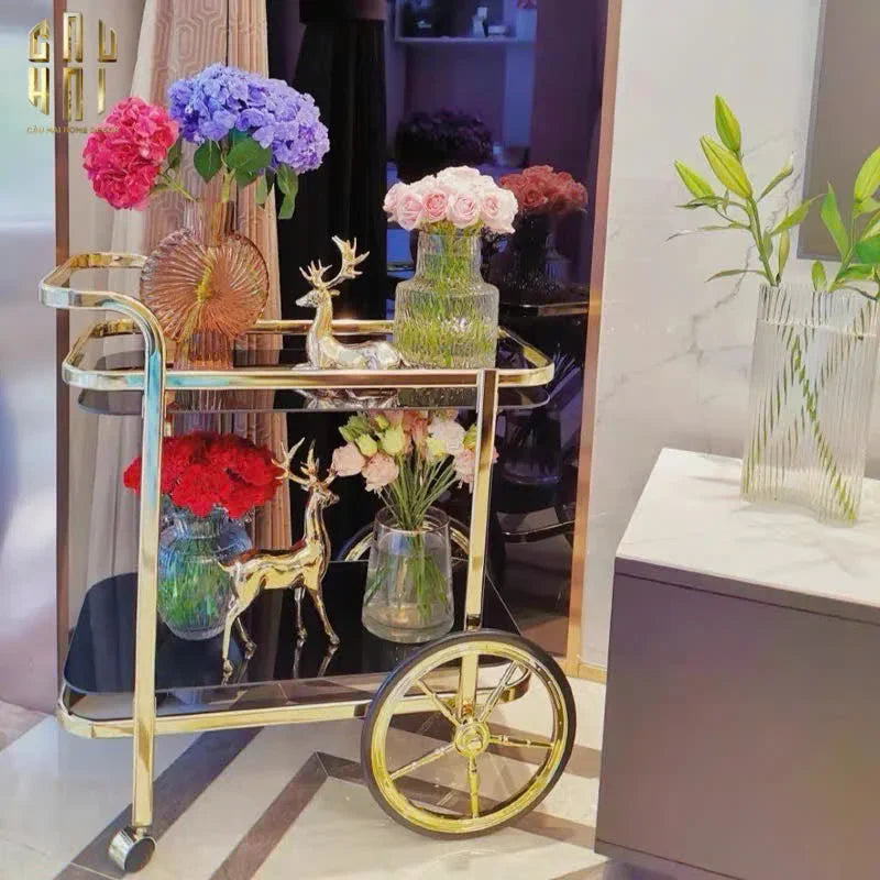 Maison Couture - Xe Đẩy Quầy Bar / Bar Cart Hemingway Trolley - Black Mirror 54x87x85-Bar Cart-CẬU HAI HOME DECOR