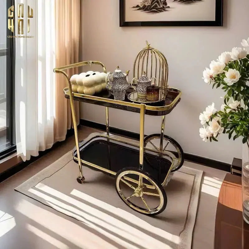 Maison Couture - Xe Đẩy Quầy Bar / Bar Cart Hemingway Trolley - Black Mirror 54x87x85-Bar Cart-CẬU HAI HOME DECOR
