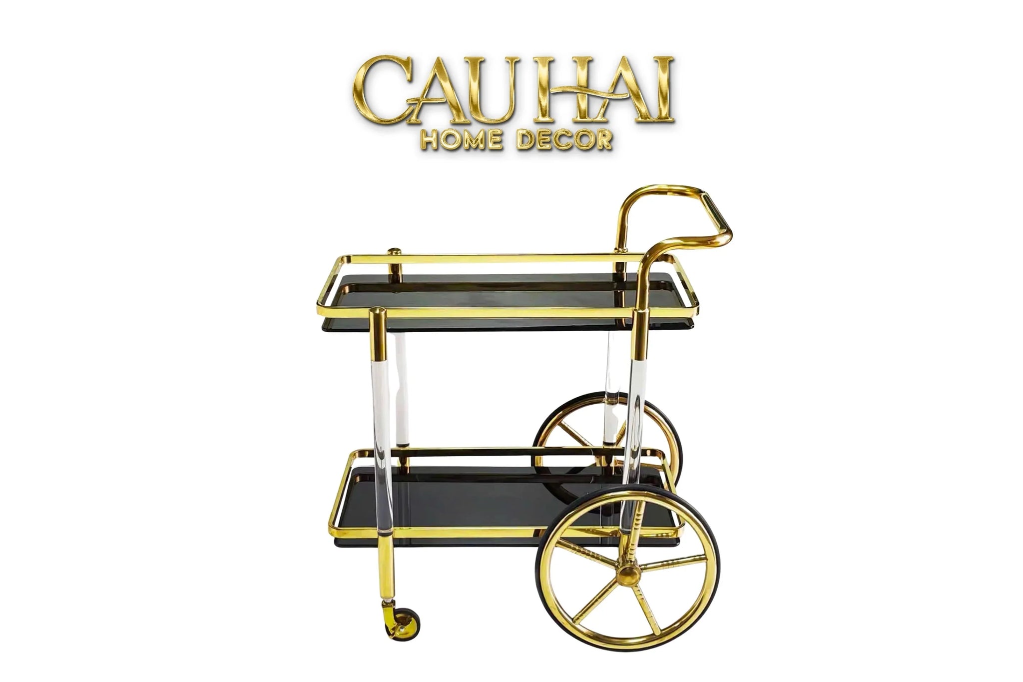 Maison Couture - Xe Đẩy Quầy Bar / Bar Cart Hemingway Trolley - Black Mirror 54x87x85-Bar Cart-CẬU HAI HOME DECOR