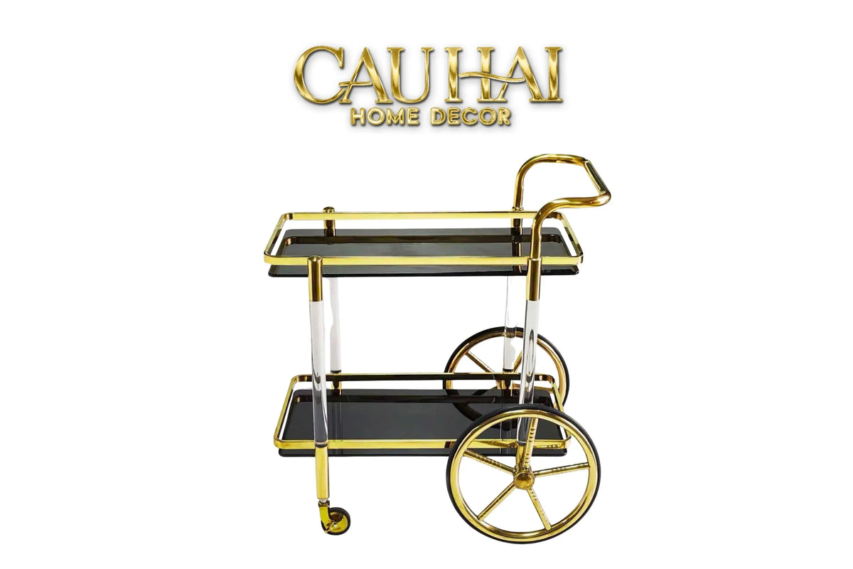 Maison Couture - Xe Đẩy Quầy Bar / Bar Cart Hemingway Trolley - Black Mirror 54x87x85-Bar Cart-CẬU HAI HOME DECOR