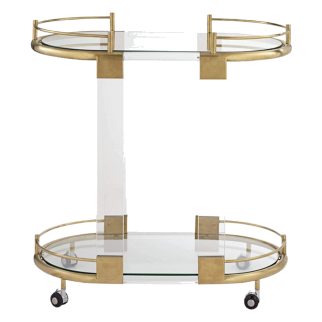 Maison Couture - Xe Đẩy Quầy Bar/ Bar Cart Oval 2 Tầng Kính Acrylic L’Arc Doré-XE ĐẨY BAR-CẬU HAI HOME DECOR-CẬU HAI HOME DECOR