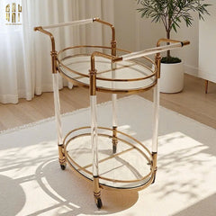 Maison Couture - Xe Đẩy Quầy Bar Cart Golden Lucid Acrylic Lumière Stemware-XE ĐẨY BAR-CẬU HAI HOME DECOR