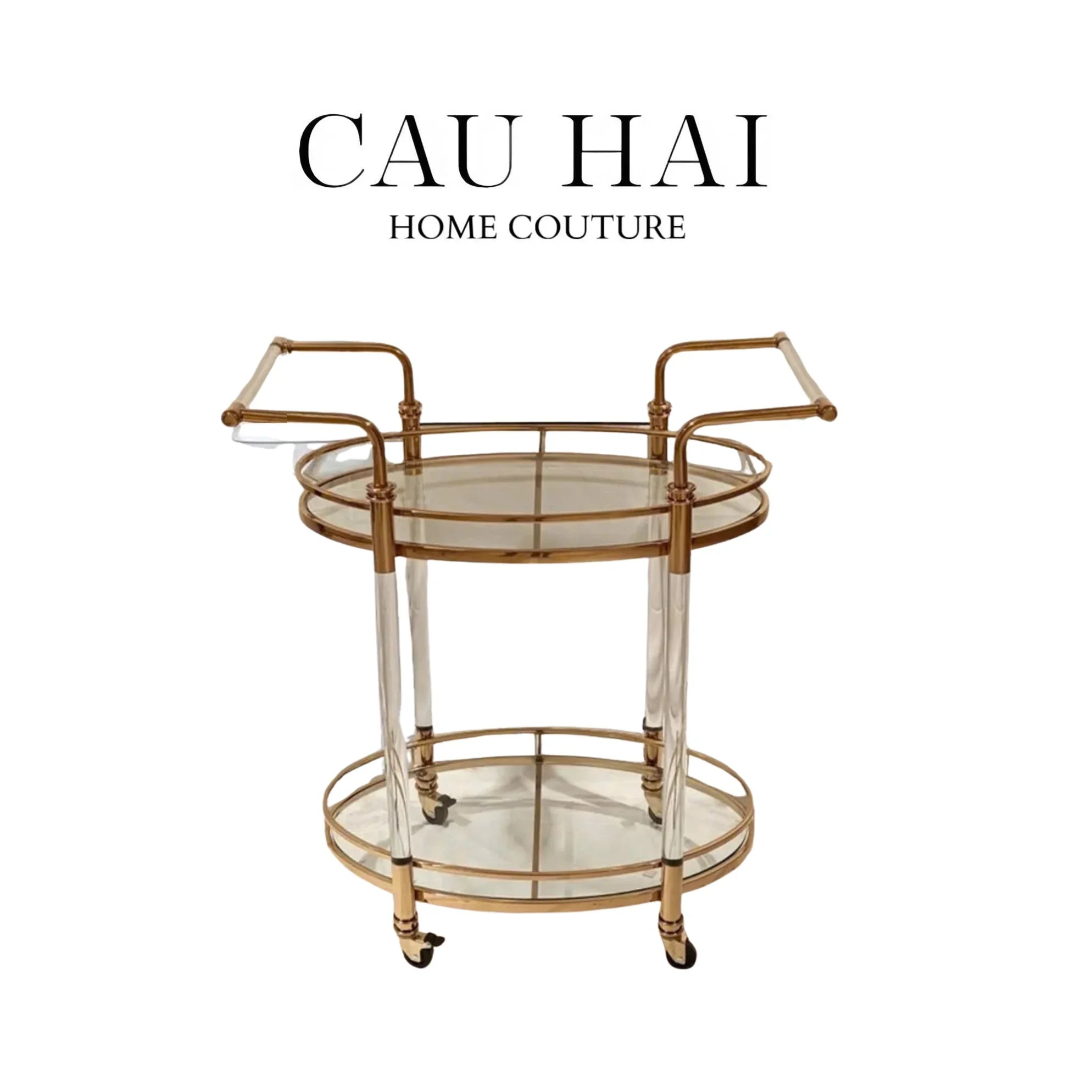 Maison Couture - Xe Đẩy Quầy Bar Cart Golden Lucid Acrylic Lumière Stemware-XE ĐẨY BAR-CẬU HAI HOME DECOR