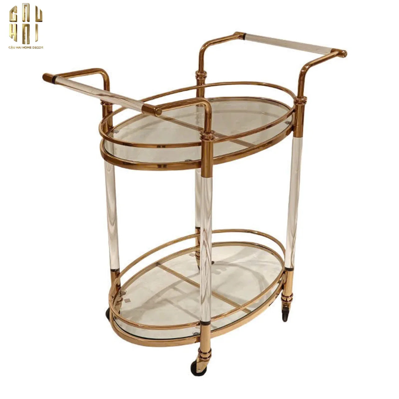 Maison Couture - Xe Đẩy Quầy Bar Cart Golden Lucid Acrylic Lumière Stemware-CẬU HAI HOME DECOR