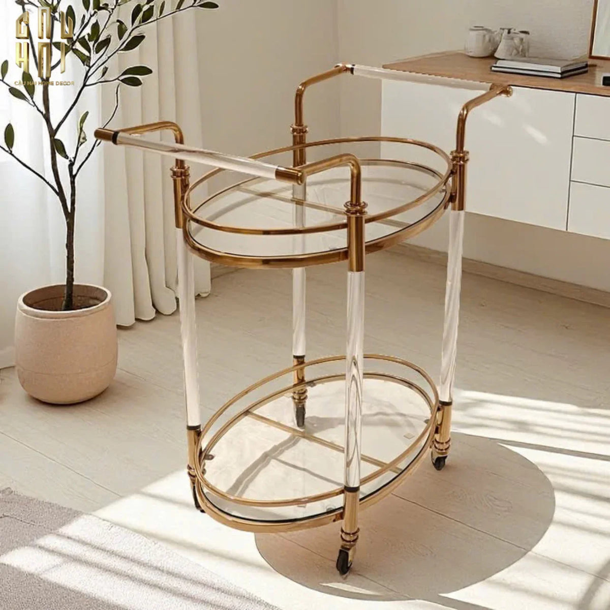 Maison Couture - Xe Đẩy Quầy Bar Cart Golden Lucid Acrylic Lumière Stemware-XE ĐẨY BAR-Đối tác tại Trung Quốc theo từng đơn đặt hàng-CẬU HAI HOME DECOR