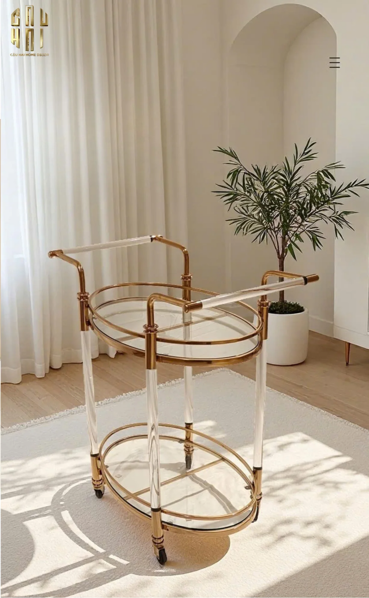 Maison Couture - Xe Đẩy Quầy Bar Cart Golden Lucid Acrylic Lumière Stemware-XE ĐẨY BAR-Đối tác tại Trung Quốc theo từng đơn đặt hàng-CẬU HAI HOME DECOR