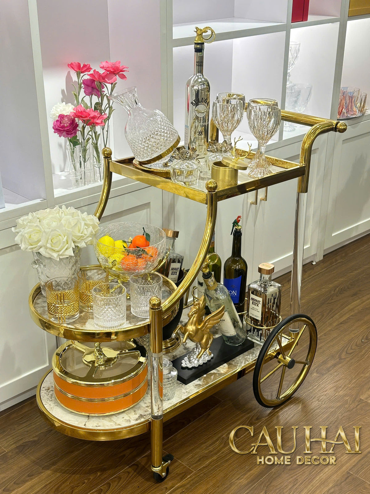 Maison Couture - Xe Đẩy Quầy Bar Grand Marble Aurelia Bar Cart Trolley 40x90x90-XE ĐẨY BAR-CẬU HAI HOME DECOR-CẬU HAI HOME DECOR