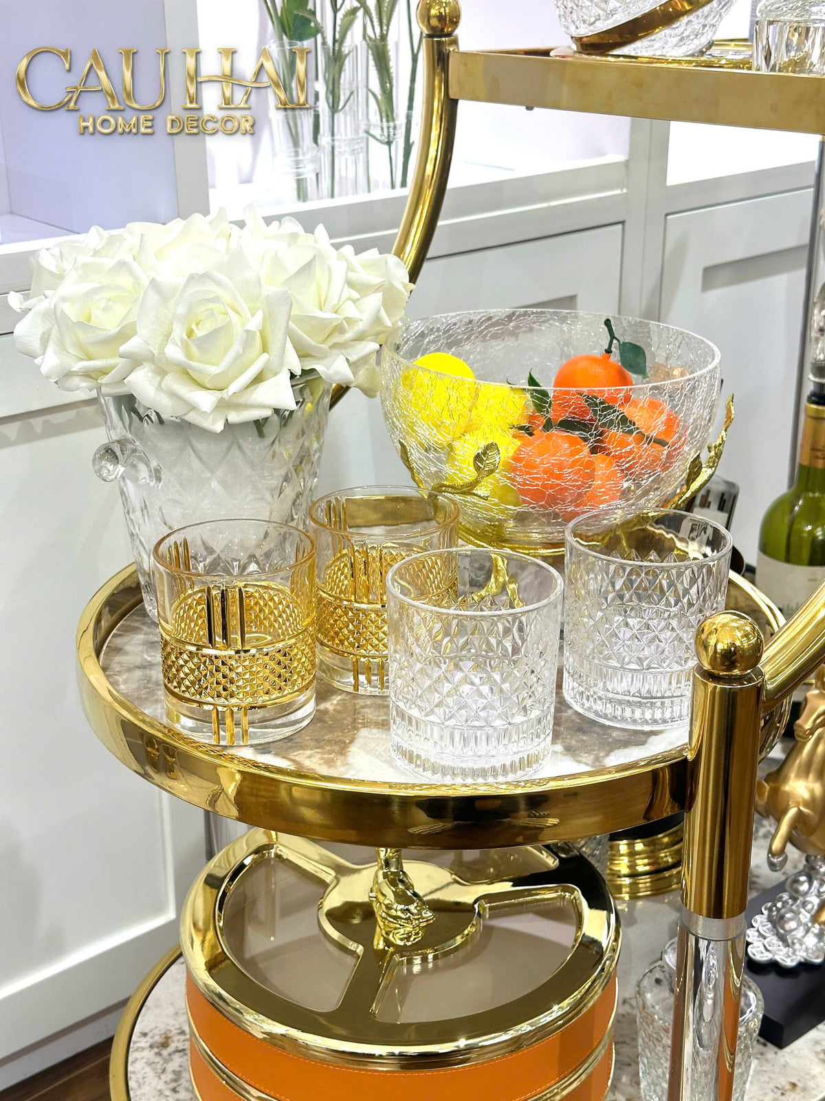 Maison Couture - Xe Đẩy Quầy Bar Grand Marble Aurelia Bar Cart Trolley 40x90x90-XE ĐẨY BAR-CẬU HAI HOME DECOR-CẬU HAI HOME DECOR