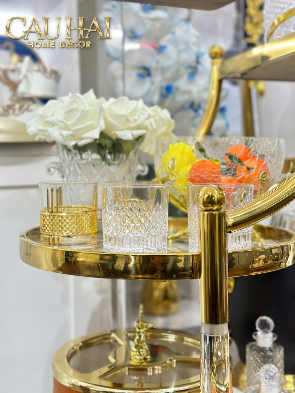 Maison Couture - Xe Đẩy Quầy Bar Grand Marble Aurelia Bar Cart Trolley 40x90x90-XE ĐẨY BAR-CẬU HAI HOME DECOR-CẬU HAI HOME DECOR