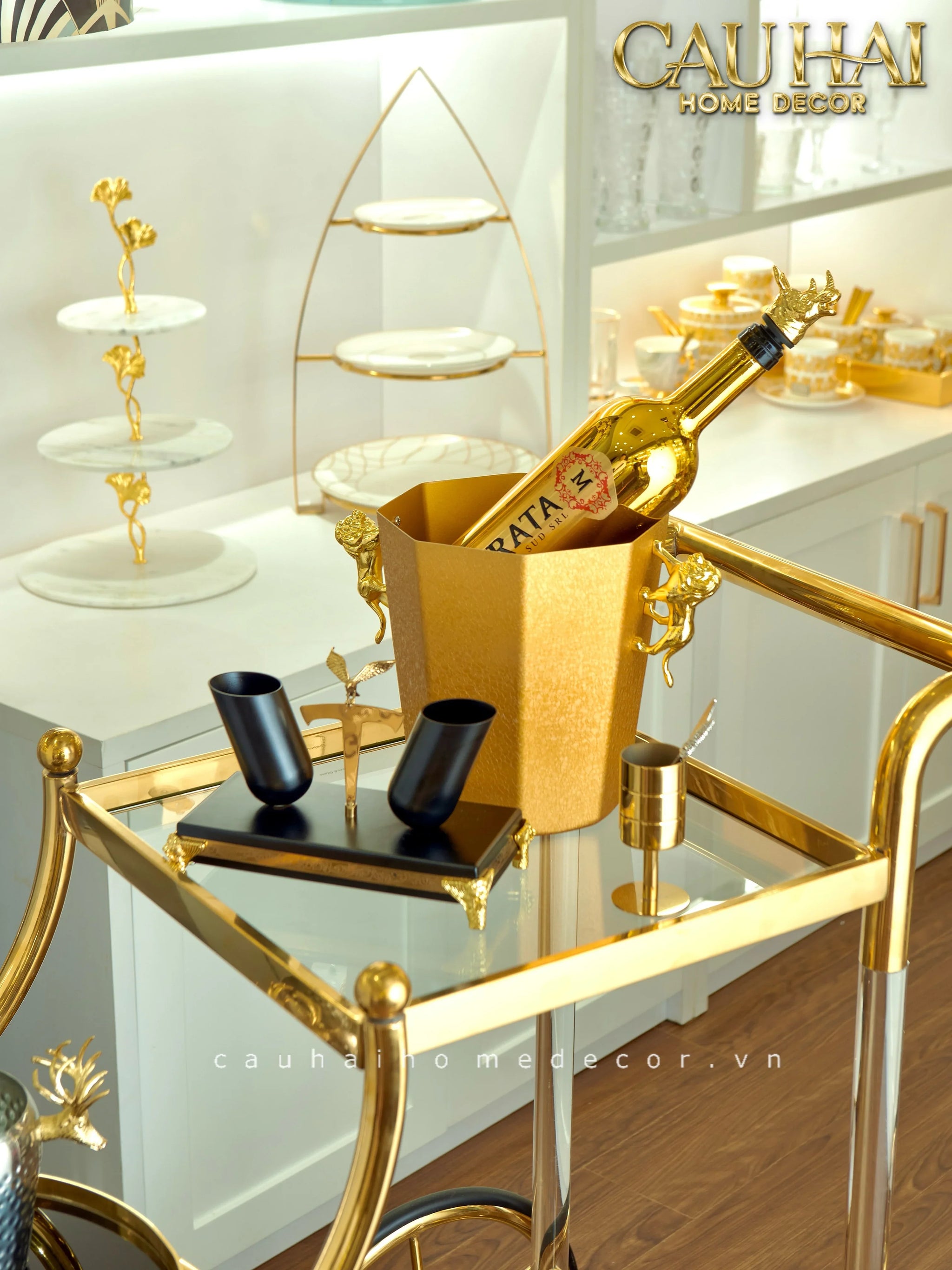 Maison Couture - Xe Đẩy Quầy Bar Grand Marquis Lusso Bar Cart Trolley 40x90x90-CẬU HAI HOME DECOR